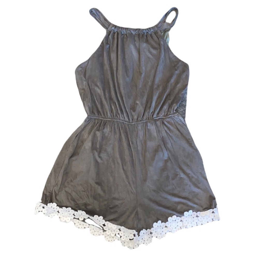 NWOT Altar’d State Green Crochet Flower Romper